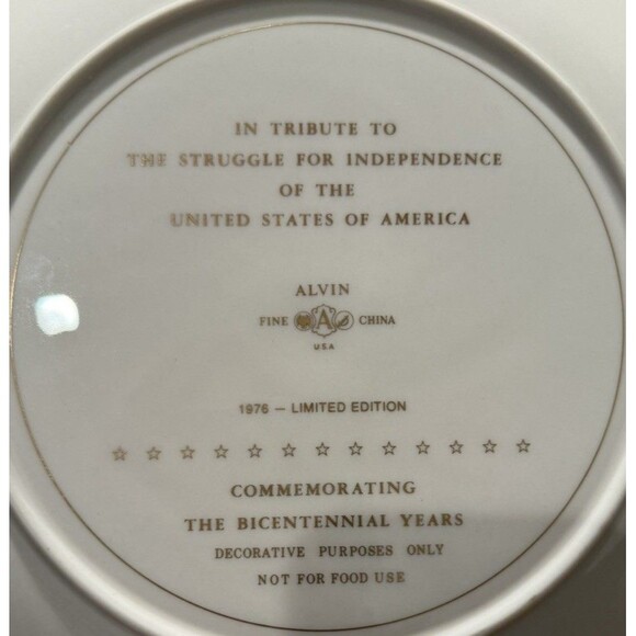Vintage 1976- Alvin Fine China-Commemorating Bicentennial Collector’s Plate - Picture 3 of 7